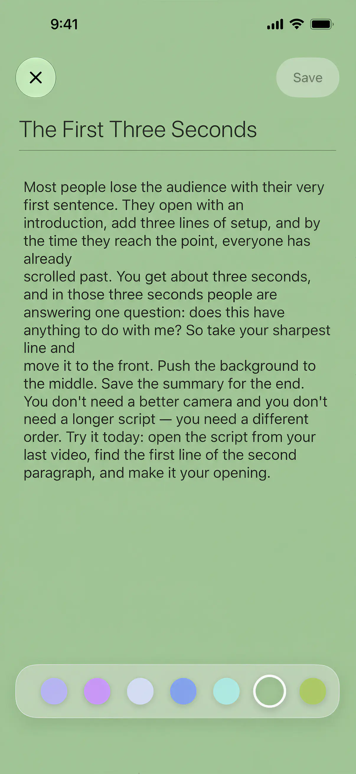 Editing an imported script in AI Teleprompter on iPhone